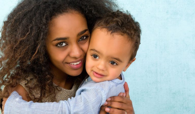 Mother with young son